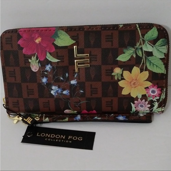 London Fog Adalia Signature Zip Around Wallet Wristlet New - Picture 8 of 10